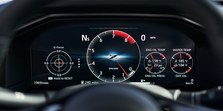 2026 Nissan Z digital dashboard gauges - G-Force