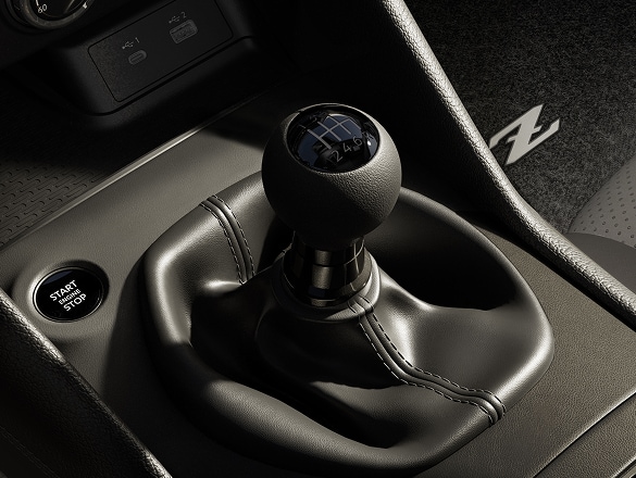 2026 Nissan Z black interior showing manual transmission gear shifter